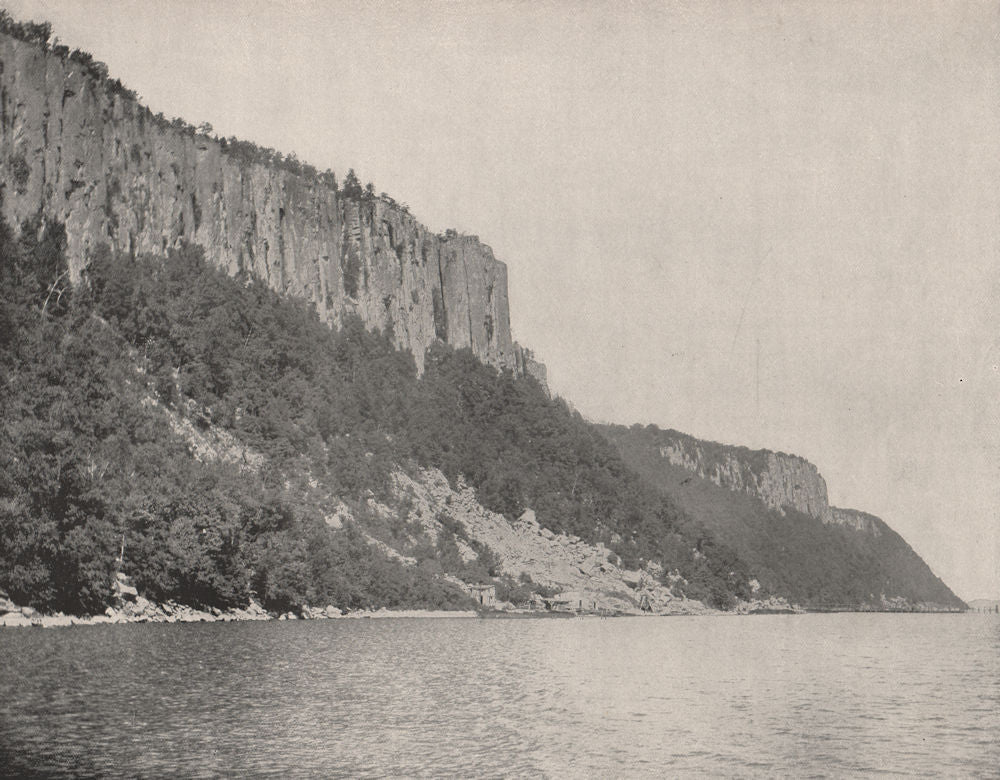 North end of the Palisades on the Hudson River, New York 1895 old print